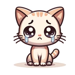 A sad cartoon cat