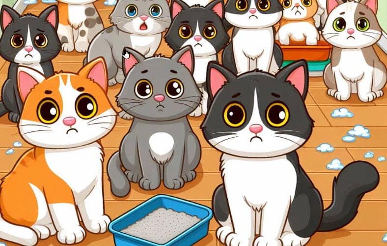 Unhappy cats sharing a room